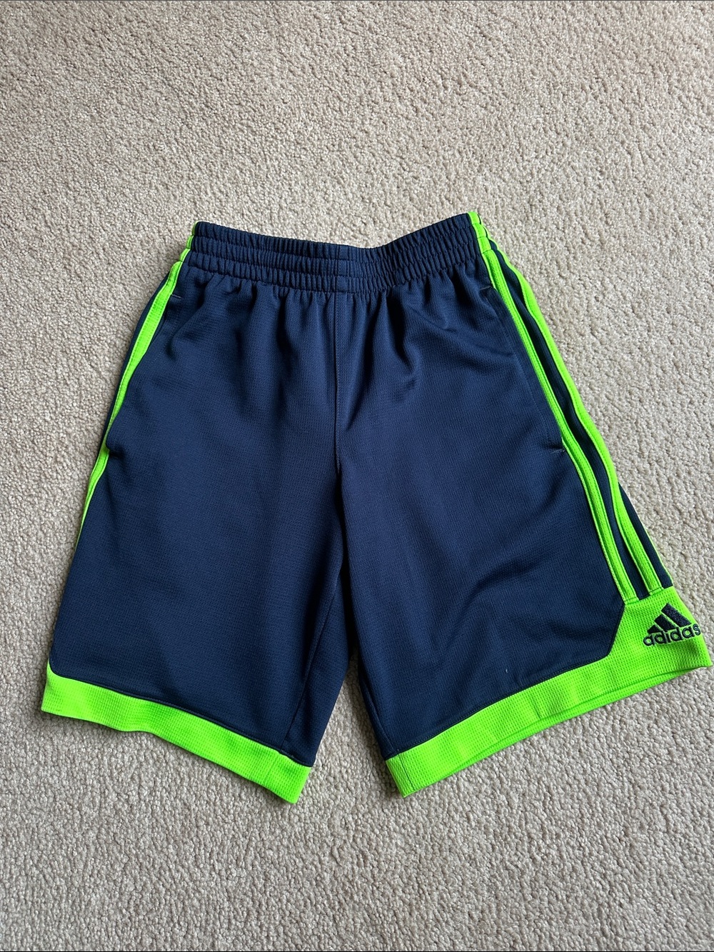 adidas Navy Blue Shorts with Neon Green Accents
